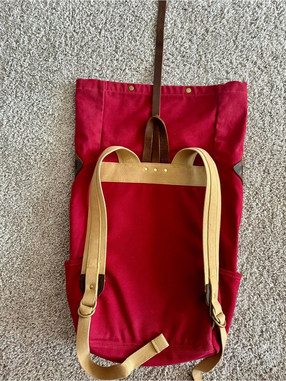 ARCHIVAL Red Canvas Roll-Top Men's Ruck sack-